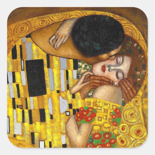 Kiss Gustav Klimt Quadratischer Aufkleber (Vorderseite)