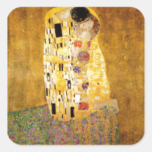 Kiss Gustav Klimt Quadratischer Aufkleber