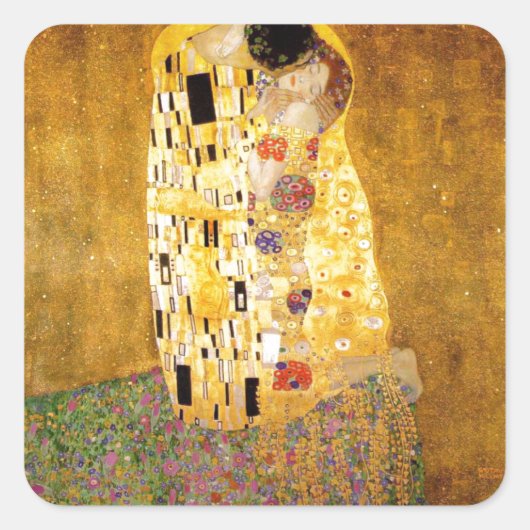 Kiss Gustav Klimt Quadratischer Aufkleber (Vorderseite)