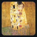 Kiss Gustav Klimt Quadratischer Aufkleber<br><div class="desc">Kaiserlicher österreichischer Maler Gustav Klimts Meisterwerk : Das Kissengemälde</div>