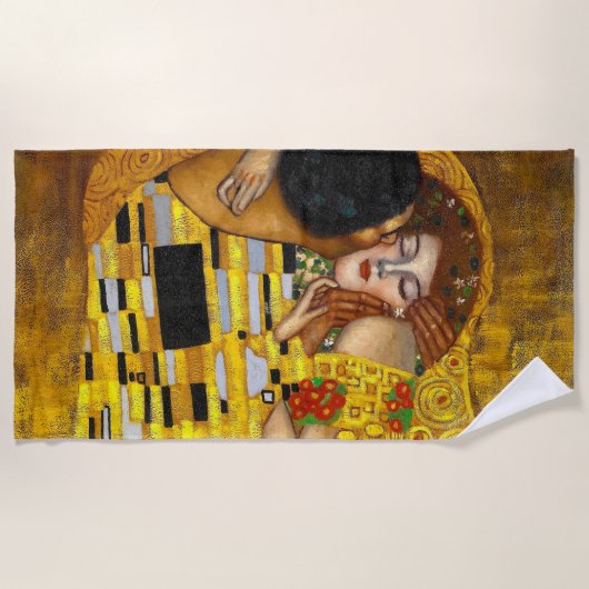 Kiss Gustav Klimt Strandtuch (Vorderseite)