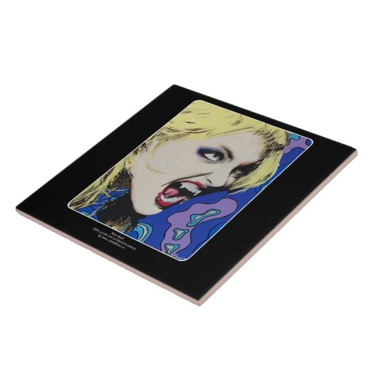 "Kiss Hard" Gemälde auf einem Fliese (Seite)