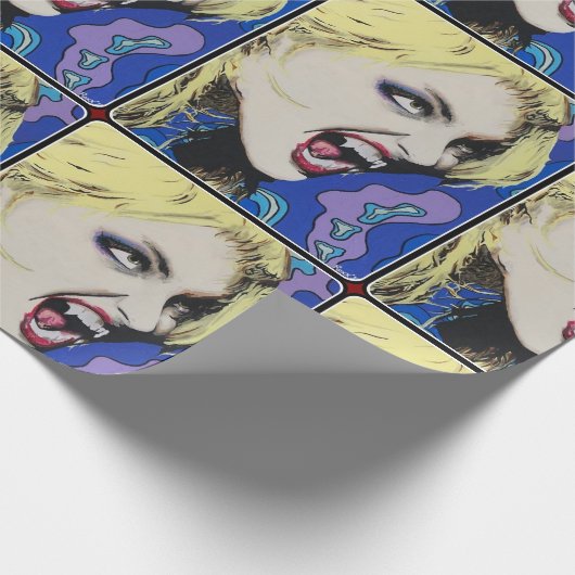 "Kiss Hard" Gemälde auf einem Geschenkpapier (Ecke)