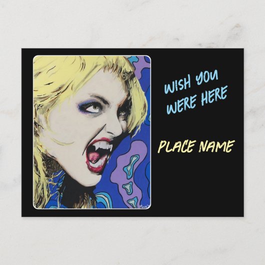 "Kiss Hard" Gemälde auf einem Postkarte (Vorderseite)