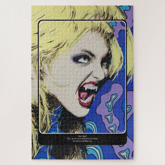 "Kiss Hard" Gemälde auf einem Puzzle (Vertikal)