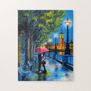 Kiss In Rain - London Big Ben Jigsaw Puzzle