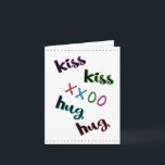 Kiss Kiss Hug Hug Liebe Lover Friend Fun Geburtsta Karte<br><div class="desc">Hinweis: Unser Beispiel ist eine kleine Kartengröße. Niedlich und trendig. Eine lustige Karte für jeden in deinem Leben, der Geburtstag hat. Es könnte ein guter Freund, ein gutes Familienmitglied oder ein guter Liebhaber sein. Es ist anpassbar. XXOO Kisses und Umarmungen auf der Vorderseite und ein einfaches Happy Birthday, Darlin' inside....</div>