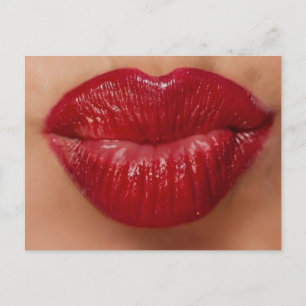 Kiss Kiss Red Lips Liebe Postkarte