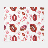 Kiss Liebe XOXO Muster Fleecedecke (Vorderseite (Horizontal))