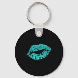 Kiss Lippen Türkis Blau Valentinstag Y Liebe Vib Schlüsselanhänger