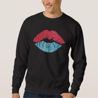 Kiss Lips America Lips Red Blue Lipstick U Sweatshirt