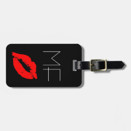 Kiss Lips Black Lipstick Liebe Monogram Gepäckanhänger
