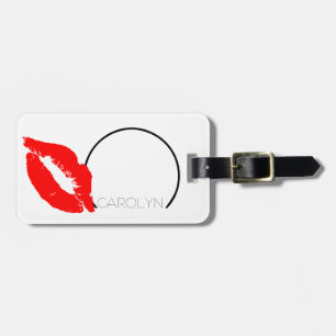 Kiss Lips Black Red Lipstick Carolyn C Monogramm Gepäckanhänger