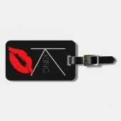 Kiss Lips Black Red Lipstick King Custom Monogram Gepäckanhänger (Vorderseite horizontal)
