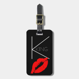 Kiss Lips Black Red Lipstick King Custom Monogram Gepäckanhänger