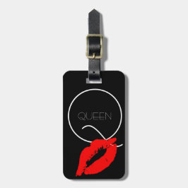 Kiss Lips Black Red Lipstick Queen Q Monogram Gepäckanhänger