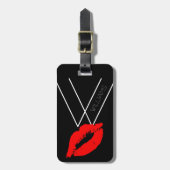 Kiss Lips Black Red Lipstick Williams DIY Monogram Gepäckanhänger (Vorderseite vertikal)