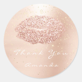 Kiss Lips Confetti Rose Gold 16. Vielen Dank Runder Aufkleber