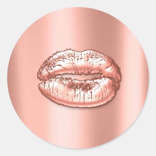 Kiss Lips Coral Peach Makeup Artist Beauty Metal Runder Aufkleber (Vorderseite)
