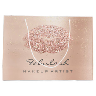 Kiss Lips Gray Makeup Glitzer Rose Gold Confetti Große Geschenktüte