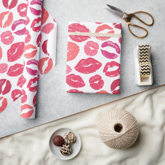 Kiss Lips Liebe Wrapping Paper Geschenkpapier (Kunsthandwerk)