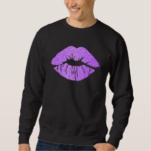 Kiss Lips Lila Lippen Lila Lippenstift Purp Sweatshirt