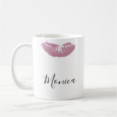 Kiss Lips Lipstick personalisierte Mug Kaffeetasse (Links)