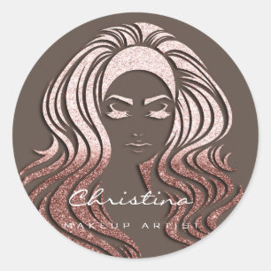 Kiss Lips Makeup Artist Eyelash Friseur Salon Rose Runder Aufkleber