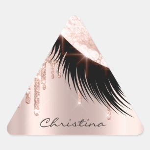 Kiss Lips Makeup Artist Glitzer Lashe Funkelnd Blo Dreieckiger Aufkleber