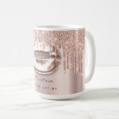 Kiss Lips Makeup Artist Glitzer Tropfen Funkelnd Kaffeetasse (VorderseiteRechts)