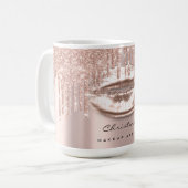 Kiss Lips Makeup Artist Glitzer Tropfen Funkelnd Kaffeetasse (Vorderseite Links)