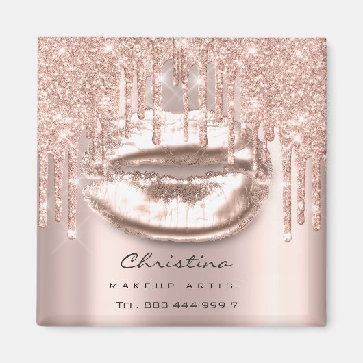 Kiss Lips Makeup Artist Glitzer Tropfen Funkelnd L Magnet (Vorne)