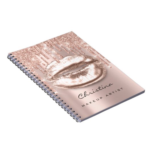 Kiss Lips Makeup Artist Glitzer Tropfen Funkelnd L Notizblock (Rechte Seite)