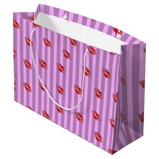 Kiss Lips Muster Große Geschenktüte (Rückseite Schrägansicht)