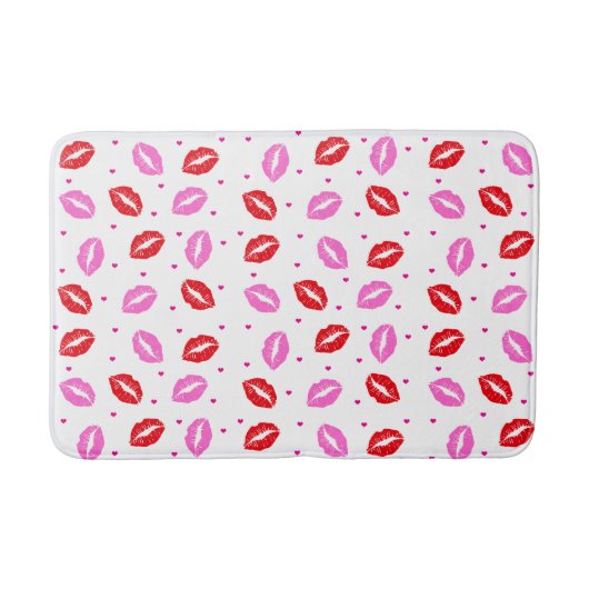 Kiss Lips Pink Red and Hearts Bath Mat Badematte (Vorderseite)