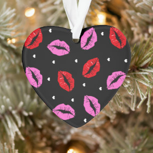 Kiss Lips Pink Red Hearts Akryllische Ornamente Bl
