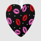 Kiss Lips Pink Red Hearts Akryllische Ornamente Bl (Vorderseite)