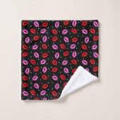 Kiss Lips Pink Red Hearts Set Handtuch - BLK (Waschlappen)