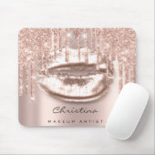 Kiss Lips Pink Rose Gold Blush Makeup Glitzer Mousepad (Mit Mouse)