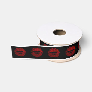 Kiss Lips Red Lipstick Black Valentine Bridal Ripsband