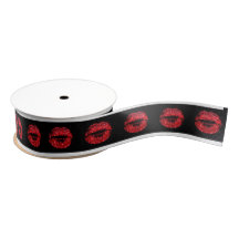 Kiss Lips Red Lipstick Black Valentine Glitzer