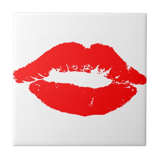 Kiss Lips Red Lipstick Liebe Passion Valentine Fliese (Vorderseite)