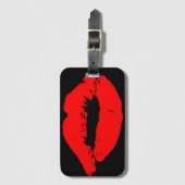 Kiss Lips Red Lipstick Liebe Passion Valentine Gepäckanhänger (Vorderseite Vertikal)