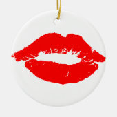 Kiss Lips Red Lipstick Liebe Passion Valentine Keramikornament (Vorne)