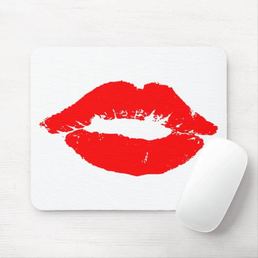 Kiss Lips Red Lipstick Liebe Passion Valentine Mousepad (Mit Mouse)
