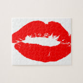 Kiss Lips Red Lipstick Liebe Passion Valentine Puzzle (Horizontal)