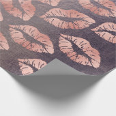 Kiss Lips Rosa Rosa Rose Lila Grung Geschenkpapier (Ecke)
