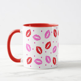 Kiss Lips Rosa und Rot, Herz Keramik Tasse