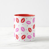 Kiss Lips Rosa und Rot, Herz Keramik Tasse (Zentrum)