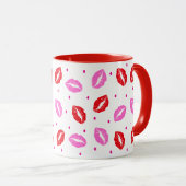 Kiss Lips Rosa und Rot, Herz Keramik Tasse (VorderseiteRechts)